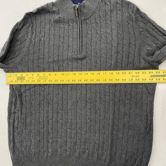 Club Room Sweater Mens 2XL Charcoal Gray Pima Cotton Cable Knit 1/4 Zip Pullover - Picture 5 of 9